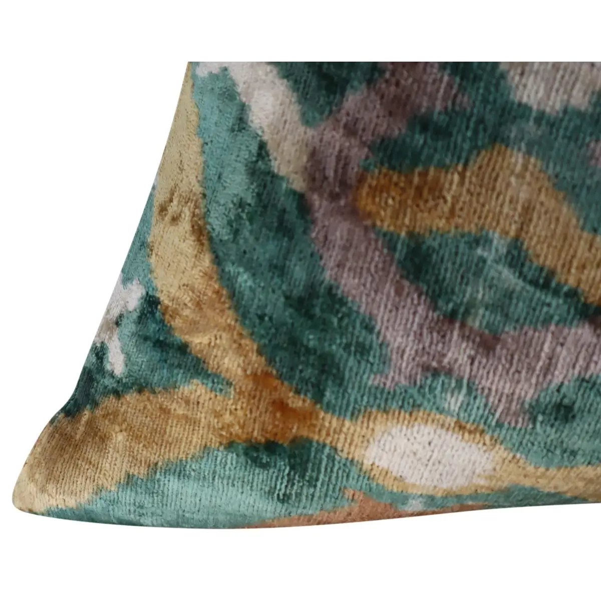 Canvello Teal Beige Brown Vegetable Dyed Handmade Turkish Silk Velvet Pillow - A Work of Art - Canvello