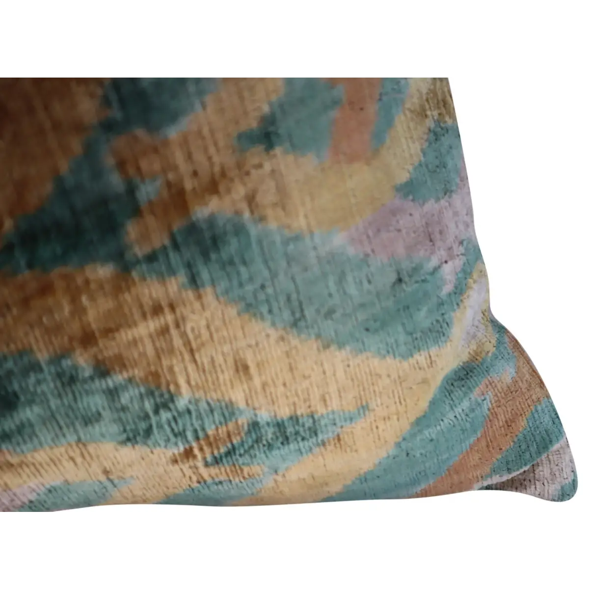 Canvello Teal Beige Brown Vegetable Dyed Handmade Turkish Silk Velvet Pillow - A Work of Art - Canvello