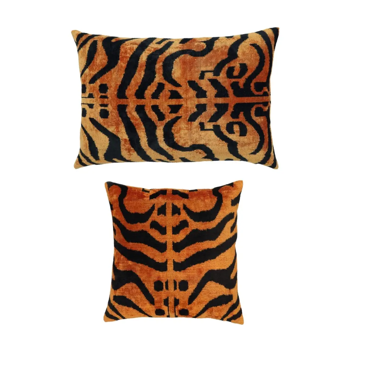 Canvello Tiger Print Burnt Orange Throw Pillow | 16x24 | 16x16 |Set of 2| - Canvello