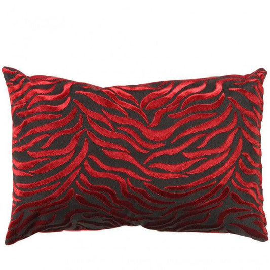 Almohada Tigre de Canvello en terciopelo rojo y negro - 16'' X 24''