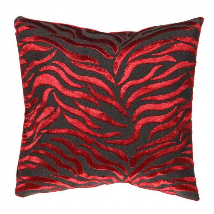 Almohada Tigre de Canvello en terciopelo rojo y negro - 16'' X 24''