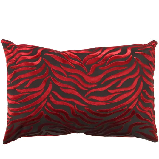 Canvello Tigre Pillow Red & Black Velvet- 16’’ X 24’’ - Red / 16’’ X 24’’ - Canvello