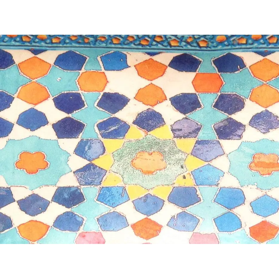 Canvello Tile Design Velvet Pillow - 16’ X 24’ - light blue-gold / 16’’ X 24’’ - Canvello
