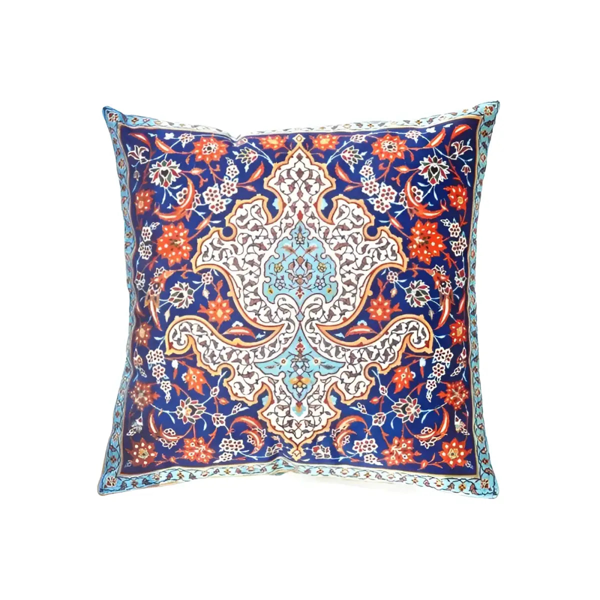 Canvello Tile Design Velvet Pillow - 16’ X 16’ - Blue - Red / 16’ X 16’ - Canvello