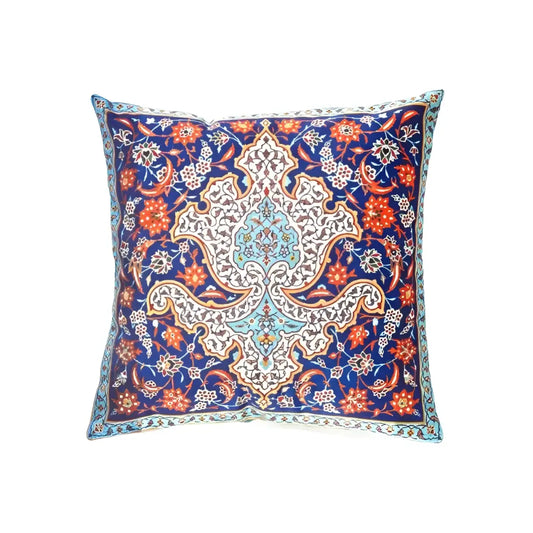 Canvello Tile Design Velvet Pillow - 16’ X 16’ - Blue - Red / 16’ X 16’ - Canvello