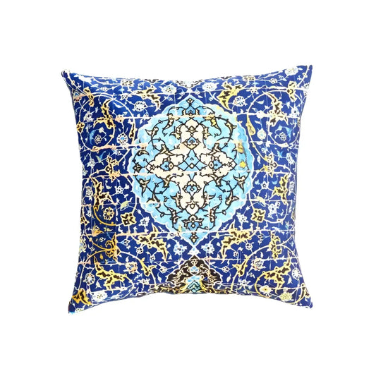 Canvello Tile Design Velvet Pillow - 16’ X 16’ - Blue / 16’ X 16’ - Canvello