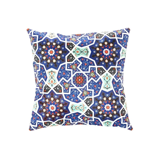 Canvello Tile Design Velvet Pillow - 16’ X 16’ - light blue- Navy blue / 16’ X 16’ - Canvello