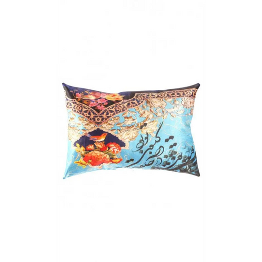 Canvello Traditional Design Calligraphy Velvet Pillow - 16’’ X 24’’ - light blue / 16’’ X 24’’ - Canvello