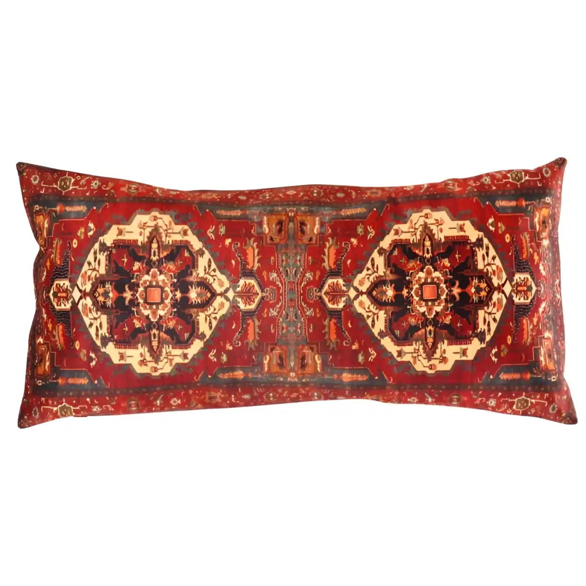 Canvello Traditional Design Velvet Pillow - 15’’ X 30’’ - Blue-Red / 15’’ X 30’’ - Canvello