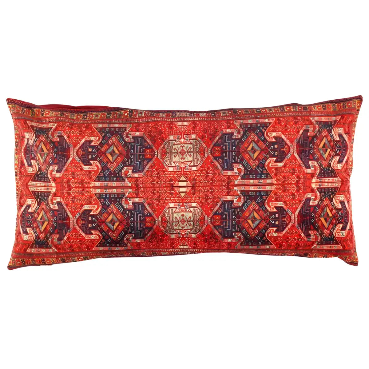 Canvello Traditional Design Velvet Pillow - 15’’ X 30’’ - Blue-Red / 15’’ X 30’’ - Canvello