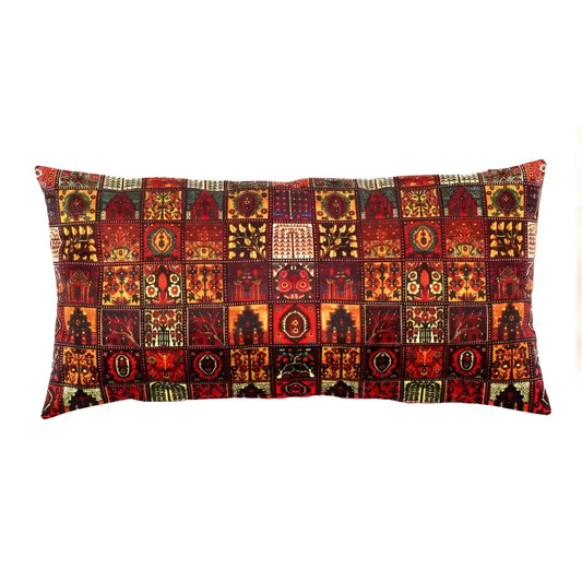 Canvello Traditional Design Velvet Pillow - 15’’ X 30’’ - Red / 15’’ X 30’’ - Canvello