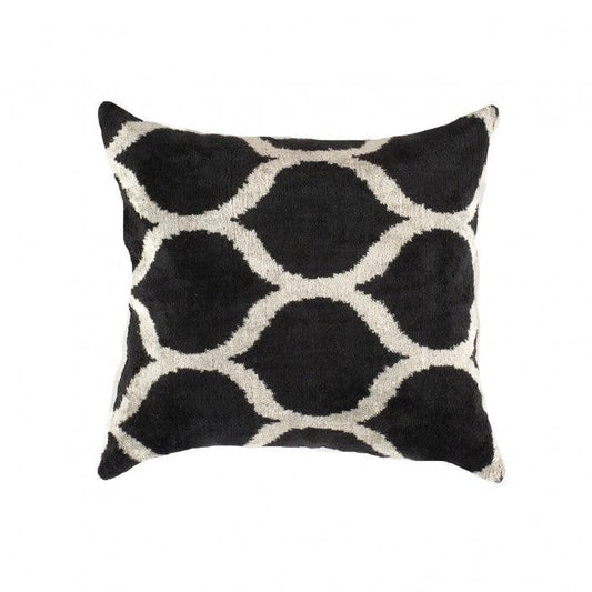 Coussin en velours turc noir et blanc Canvello - 24'' X 24" 