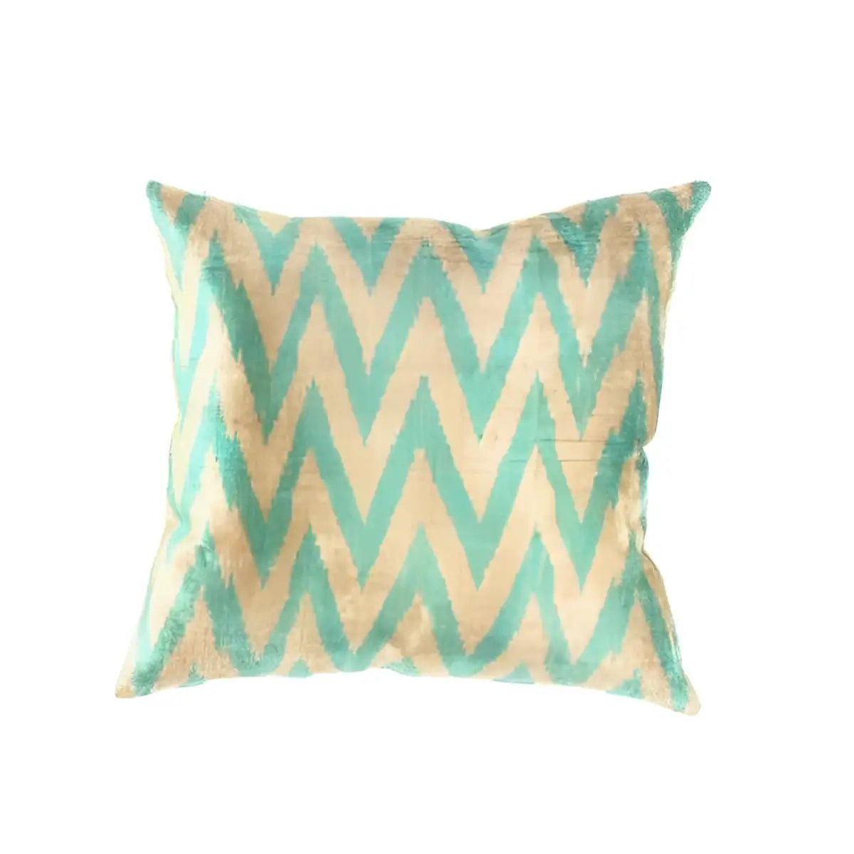Canvello Turkish Blue Gold Silk Velvet Pillow - 24’’ X 24’’ - Canvello
