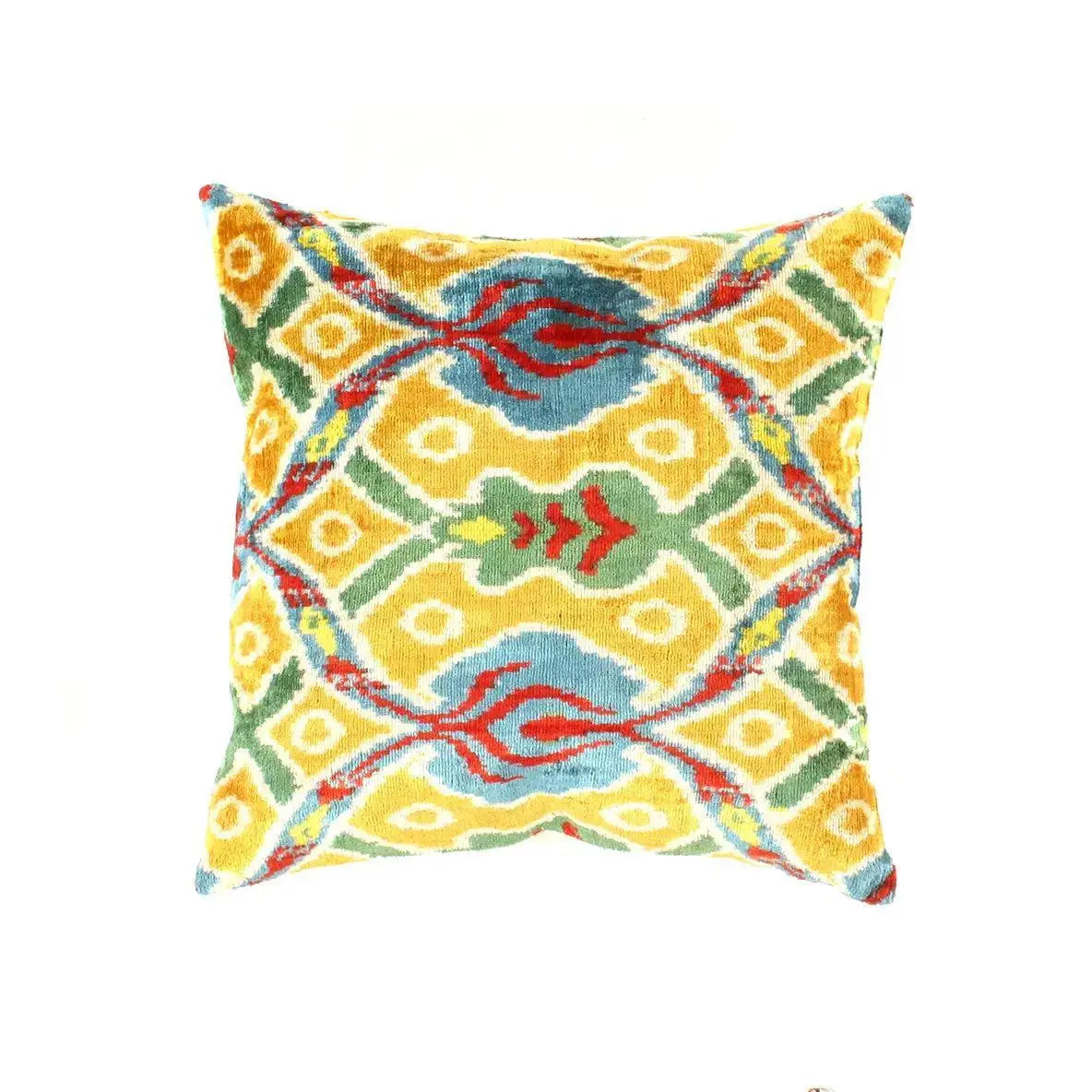 Canvello Turkish Blue And Gold Throw Pillow - TI 98 - Gold / 1’ x 1’ - Canvello
