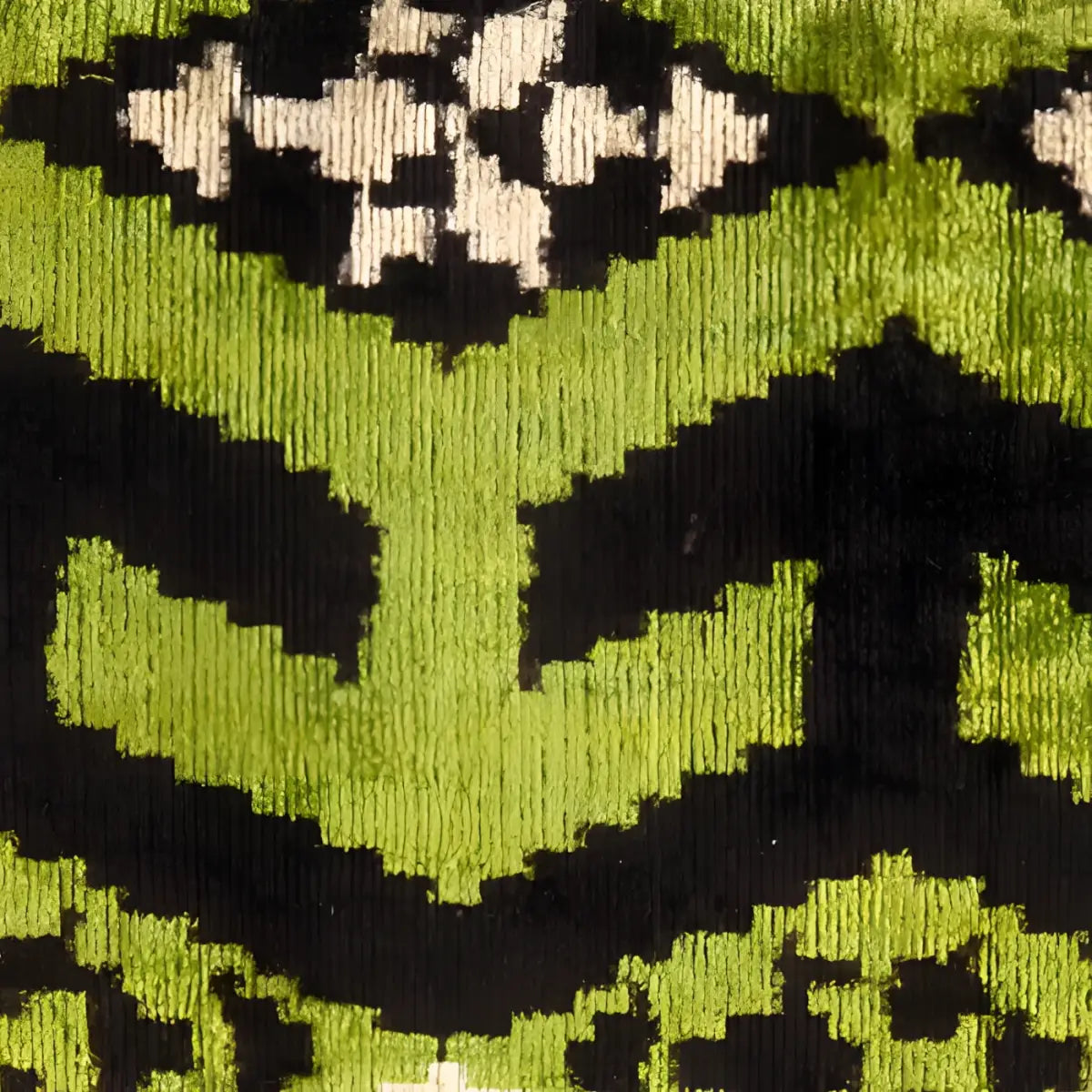 Canvello Turkish Green & black velvet Silk Ikat pillow - 16’’ X 24’’ - Green / 16’’ X 24’’ - Canvello