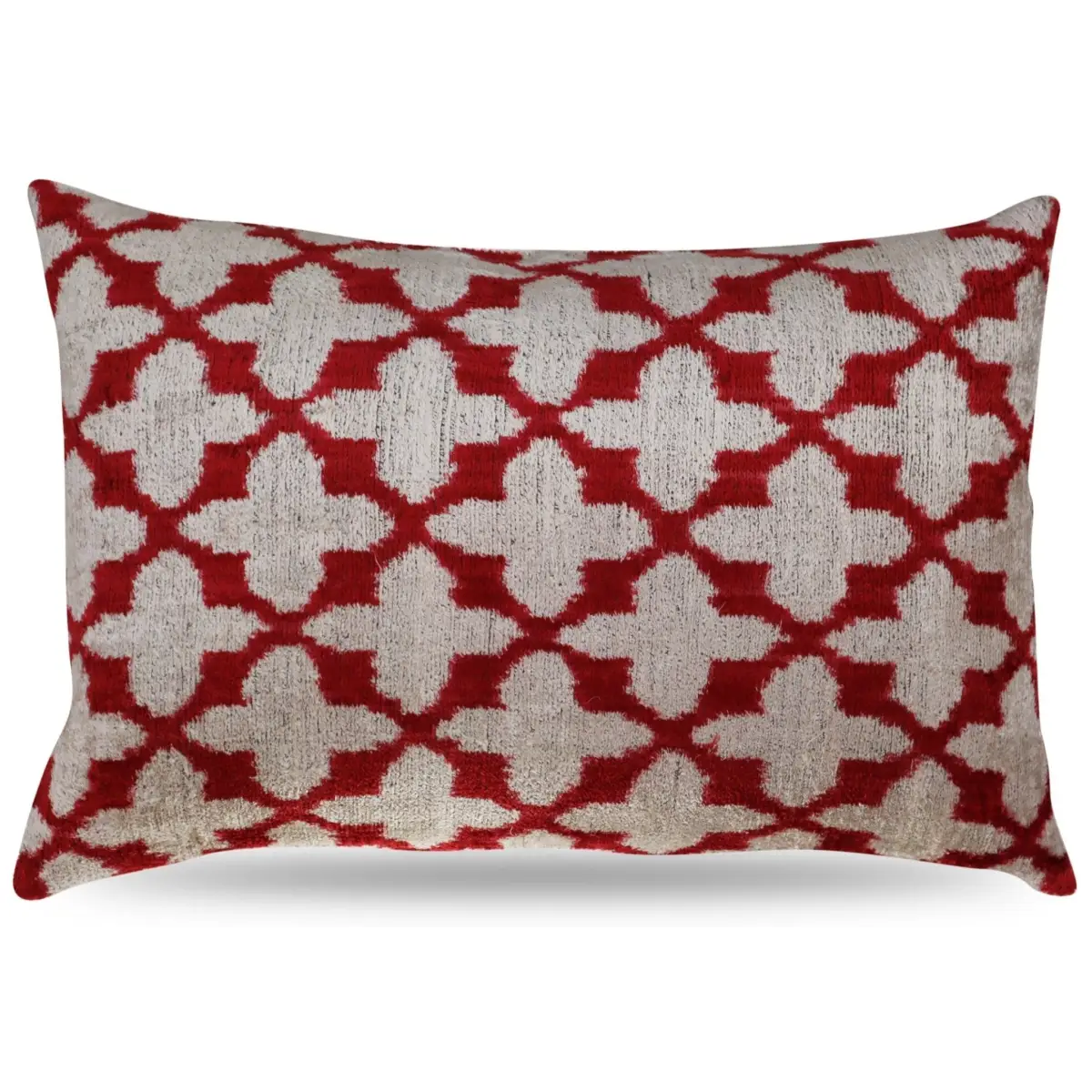 Canvello Turkish Handmade Decorative Velvet Silk Pillow - 16’’ X 24’’ - Red Pink - Canvello