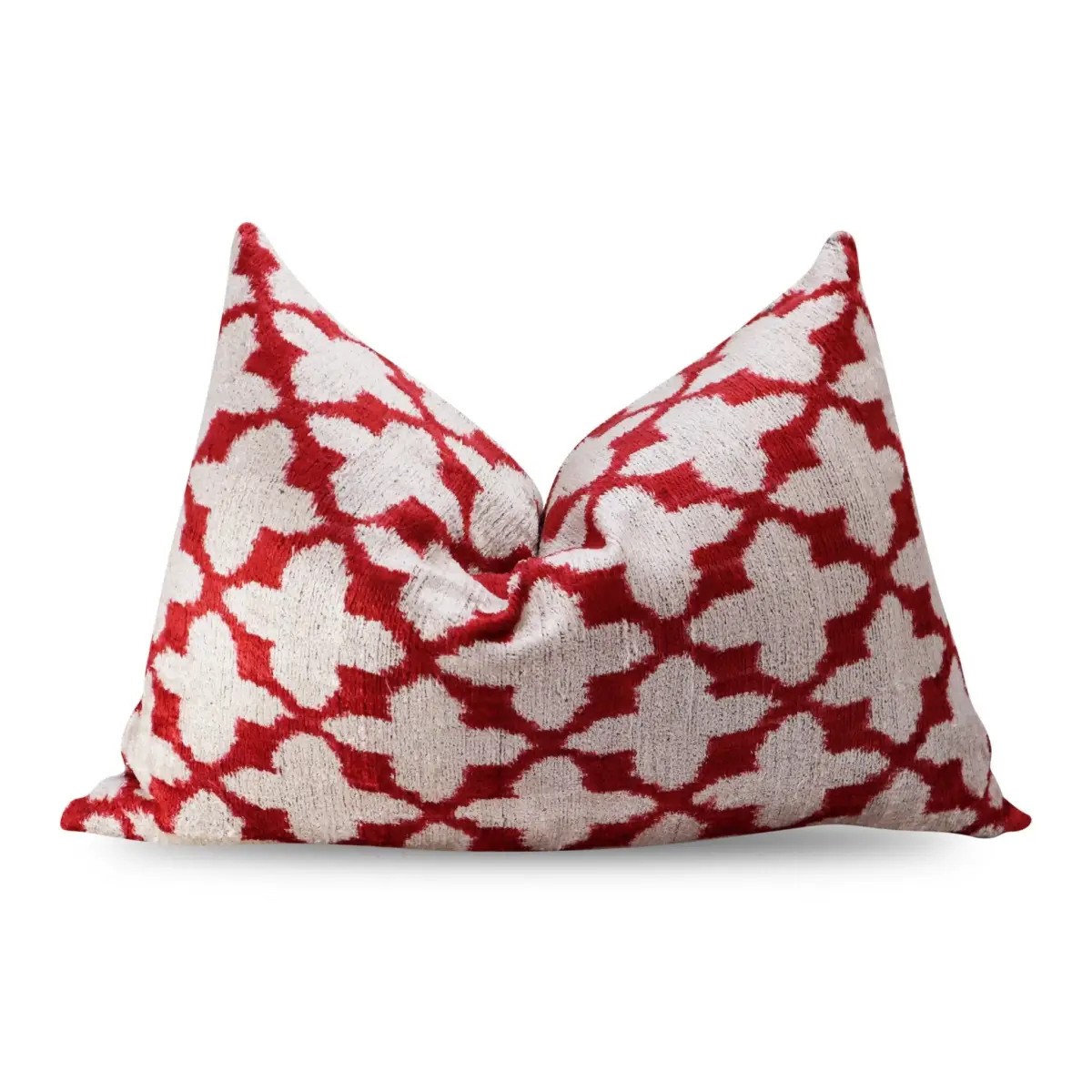 Canvello Turkish Handmade Decorative Velvet Silk Pillow - 16’’ X 24’’ - Red Pink - Canvello