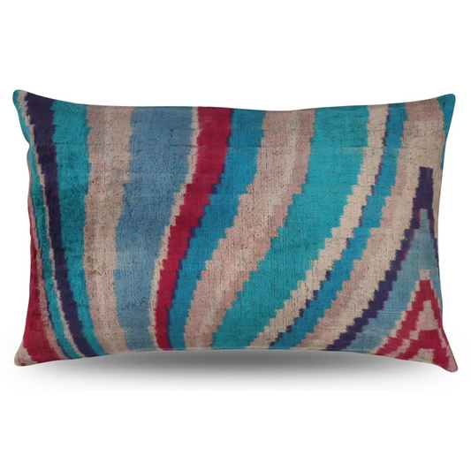 Canvello Turkish Handmade Decorative Velvet Silk Pillow - 16’’ X 24’’ - Multi Color - Canvello