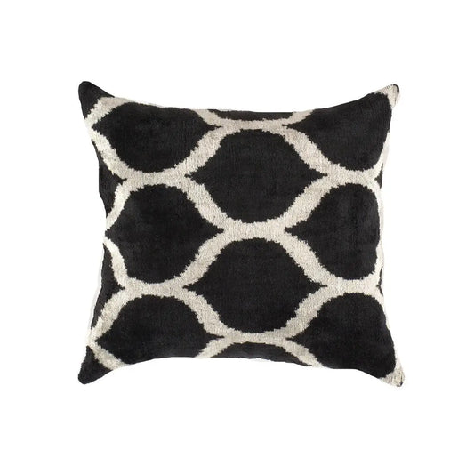 Canvello Turkish Handmade Decorative Velvet Silk Pillow - 20’’ X 20’’ - Black - Canvello