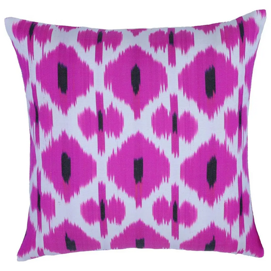 Canvello Turkish Ikat Pink Silk Pillow - 16’’X16’’ - 16’’ x 16’’ / Pink - Canvello