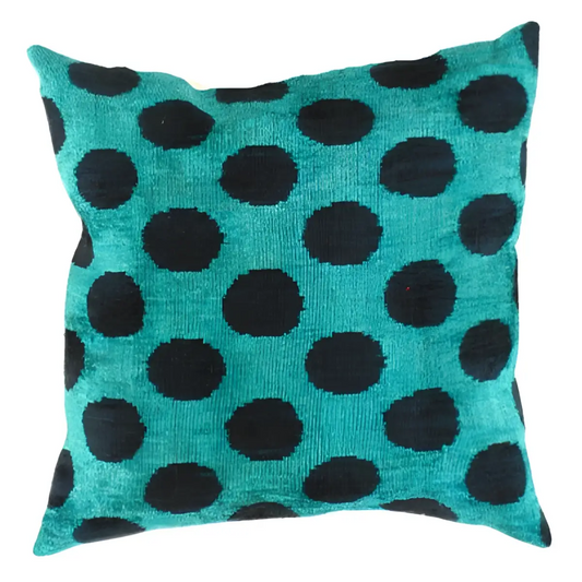 Canvello Turkish Multi Color Velvet Ikat Pillow - 24’’ X 24’’ - light blue / 24’’ X 24’’ - Canvello