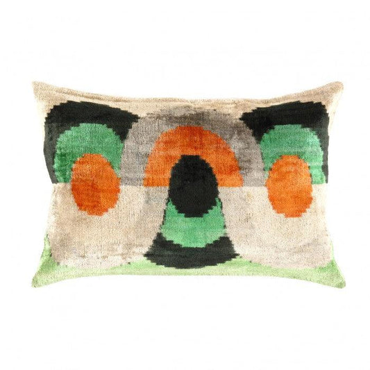 Almohada turca multicolor de terciopelo Ikat de Canvello, 16 x 24 pulgadas