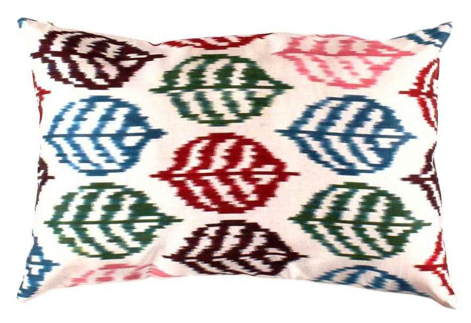 Almohada decorativa de seda turca Ikat blanca Canvello - TI 28