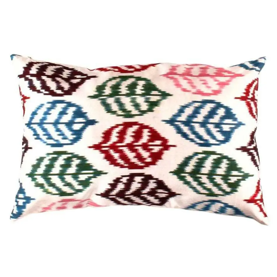 Canvello Turkish Silk Ikat White Throw Pillow - TI 28 - Multi Color / 16’’ x 24’’ - Canvello