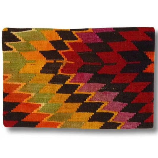Canvello Turkish Vintage Hand Knotted Pillow - 16’’ x 24’’ - Olive | Black | Brown - Canvello