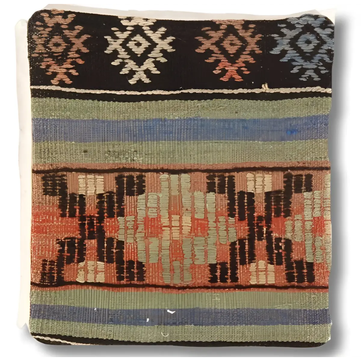 Canvello Turkish Vintage Hand Knotted Pillow - 16’’x16’’ - Black - Olive - Blue - Rust - Canvello