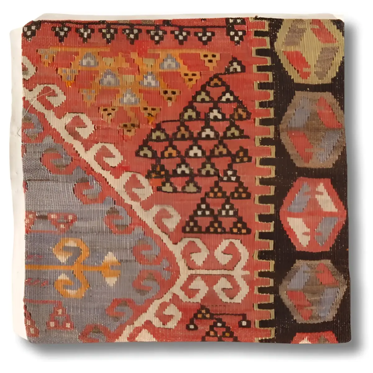 Canvello Turkish Vintage Hand Knotted Pillow - 16’’x16’’ - Rust - Brown - Beige - Gray - Canvello