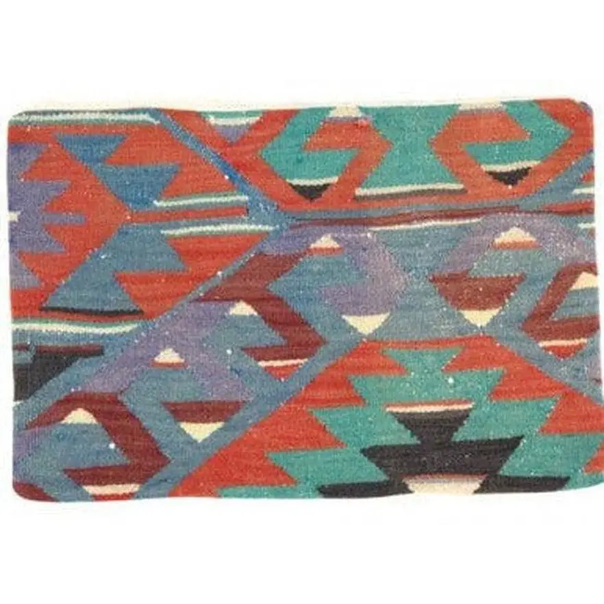 Canvello Turkish Vintage Hand Knotted Pillow - 16’’x24’’ - Green - light blue - Black - Canvello
