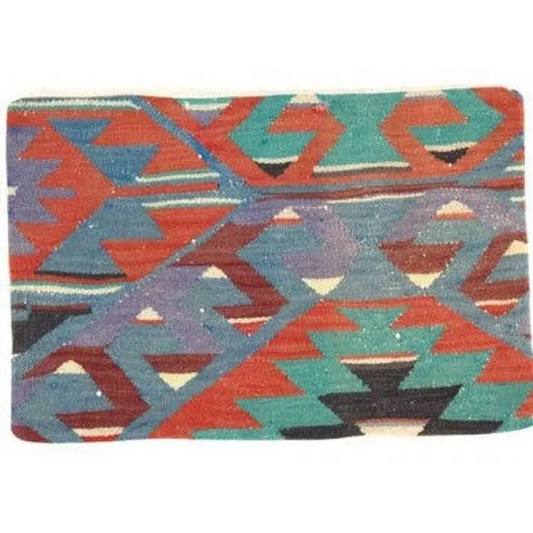 Canvello Turkish Vintage Hand Knotted Pillow - 16’’x24’’ - Green - light blue - Black - Canvello