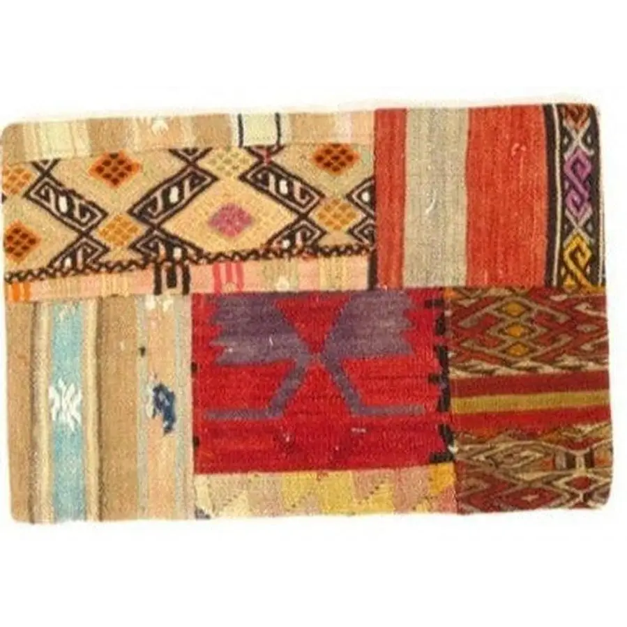 Canvello Turkish Vintage Hand Knotted Pillow - 16’’x24’’ - Rust - Blue - Black - Canvello