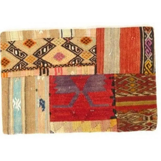 Canvello Turkish Vintage Hand Knotted Pillow - 16’’x24’’ - Rust - Blue - Black - Canvello
