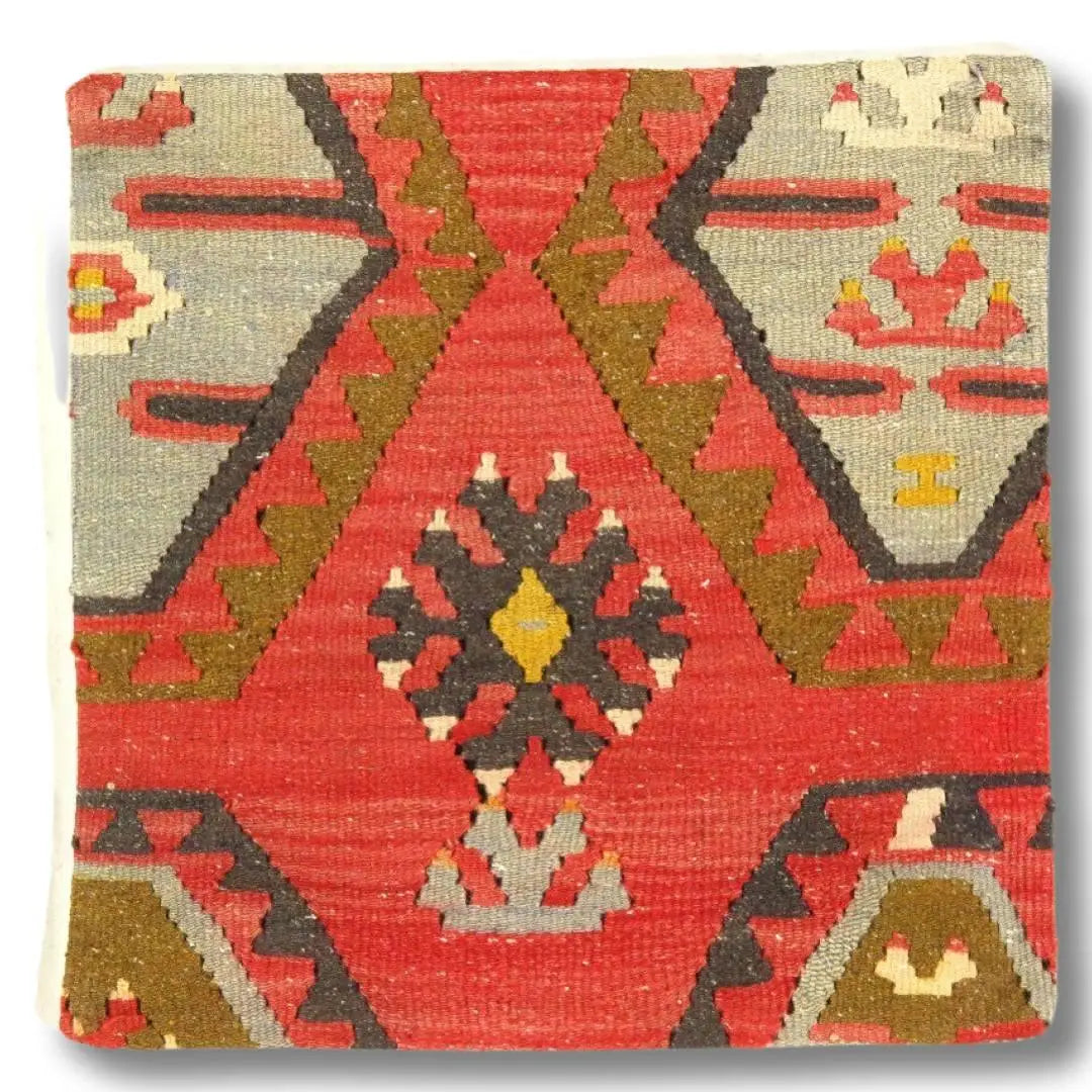 Canvello Turkish Vintage Hand Knotted Pillow - 20’’ x 20’’ - Rust | Light Blue | Beige - Canvello