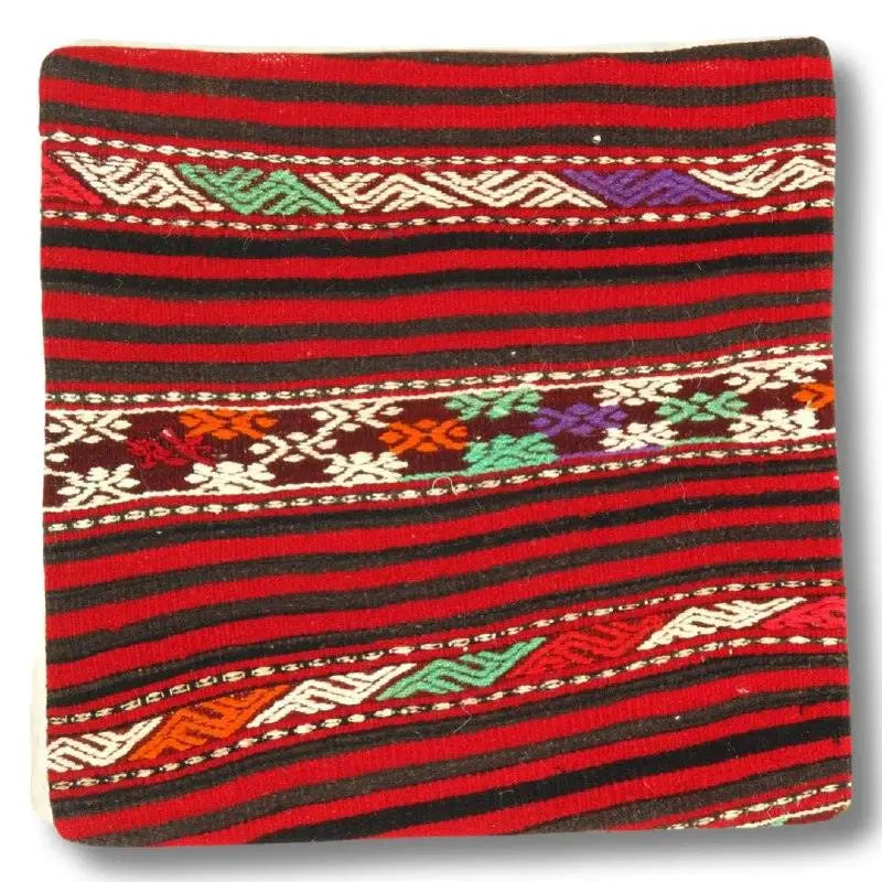Canvello Turkish Vintage Hand Knotted Pillow - 20’’x20’’ - Red | Black | Green - Canvello