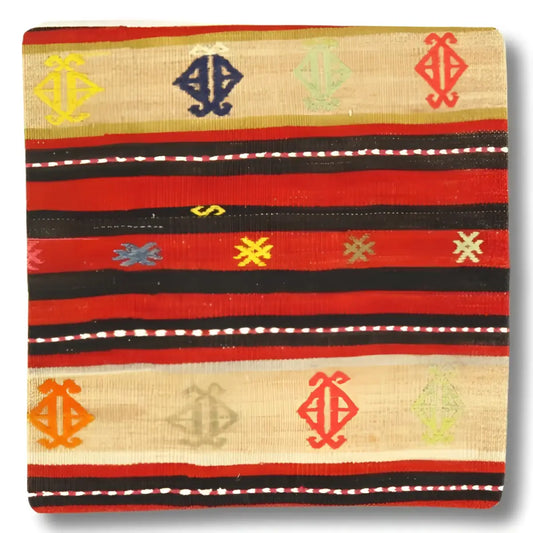 Canvello Turkish Vintage Hand Knotted Pillow - 20’’x20’’ - Rust | Beige | Blue | Gold | Brown - Canvello