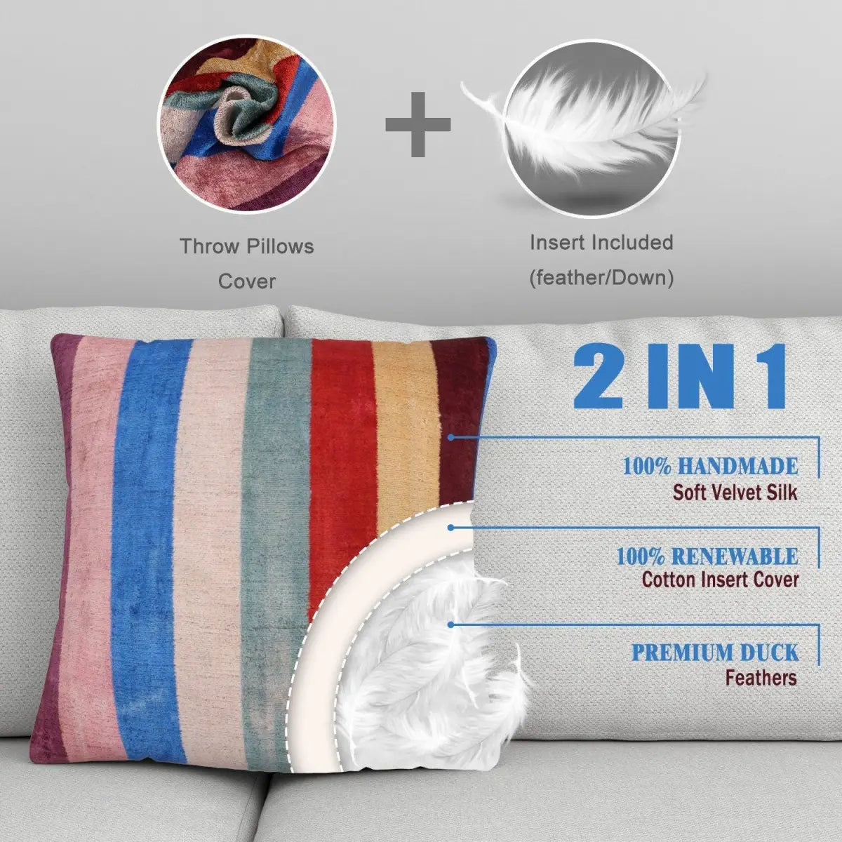 Canvello Unique Colorful Pillows For Sofa | 20x20 - Canvello