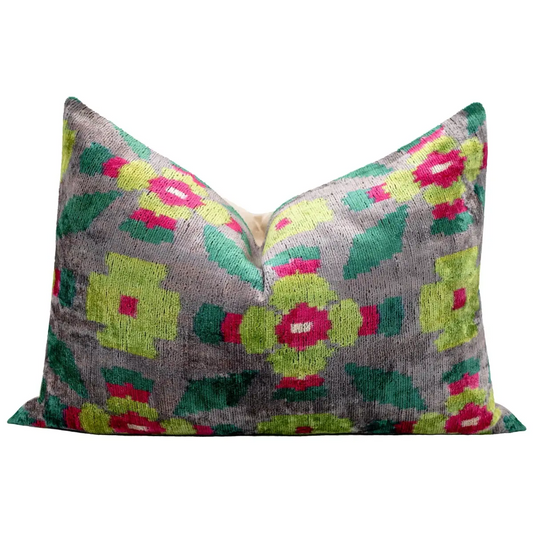 Canvello Unique Gray Green THROW PILLOW + Down INSERT Invisible Zipper Couch Cushion Handmade Luxury Fabric Decorative