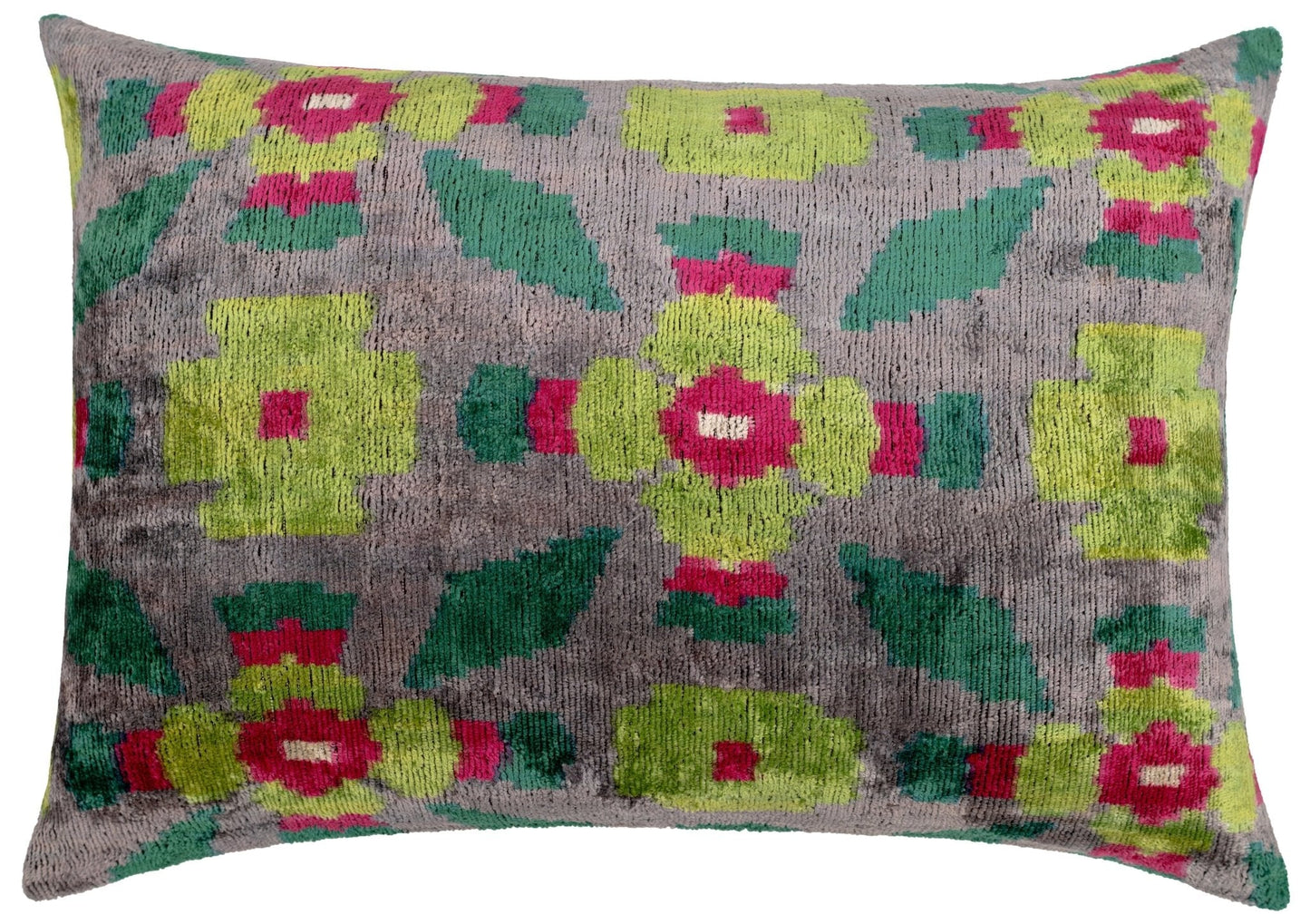 Canvello Unique Gray Green THROW PILLOW + Down INSERT, Invisible Zipper, Couch Cushion, Handmade Luxury Fabric, Decorative Soft Silk Velvet  16"x24"