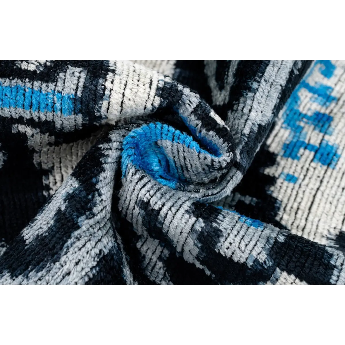 Canvello Unique THROW PILLOW + Down Feather Couch Cushion Luxury Fabric Decorative Black Blue Silk VELVET Ikat Lumbar