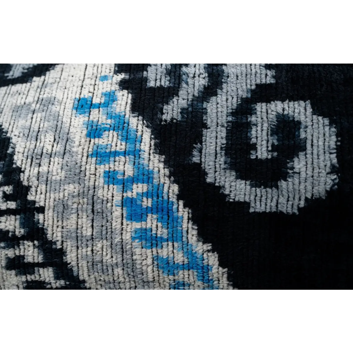 Canvello Unique THROW PILLOW + Down Feather Couch Cushion Luxury Fabric Decorative Black Blue Silk VELVET Ikat Lumbar