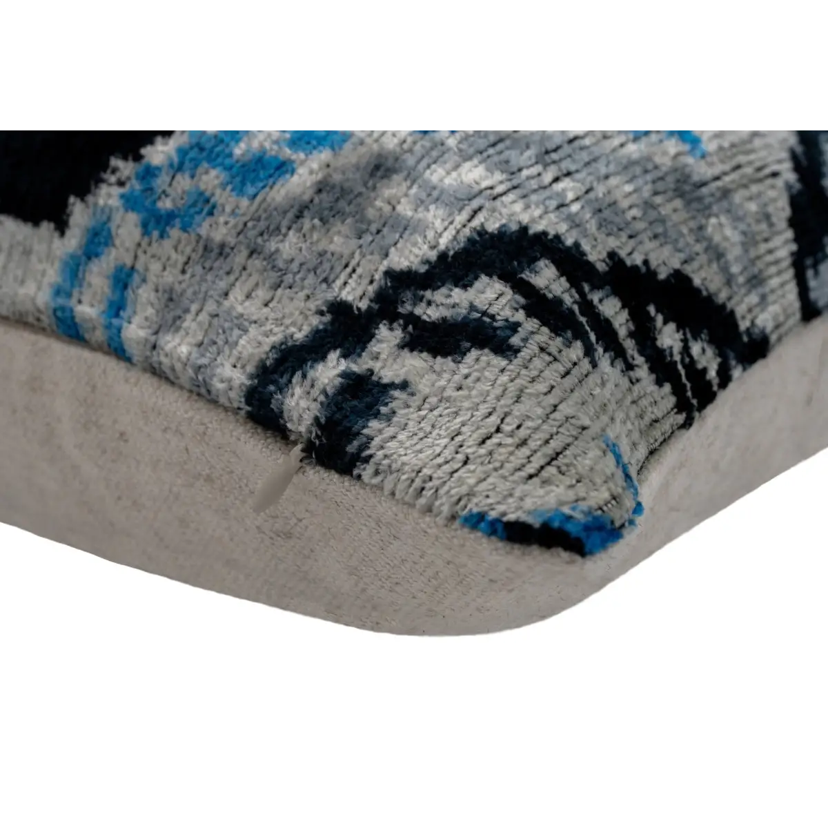 Canvello Unique THROW PILLOW + Down Feather Couch Cushion Luxury Fabric Decorative Black Blue Silk VELVET Ikat Lumbar