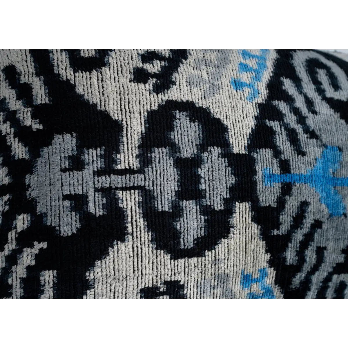 Canvello Unique THROW PILLOW + Down Feather Couch Cushion Luxury Fabric Decorative Black Blue Silk VELVET Ikat Lumbar
