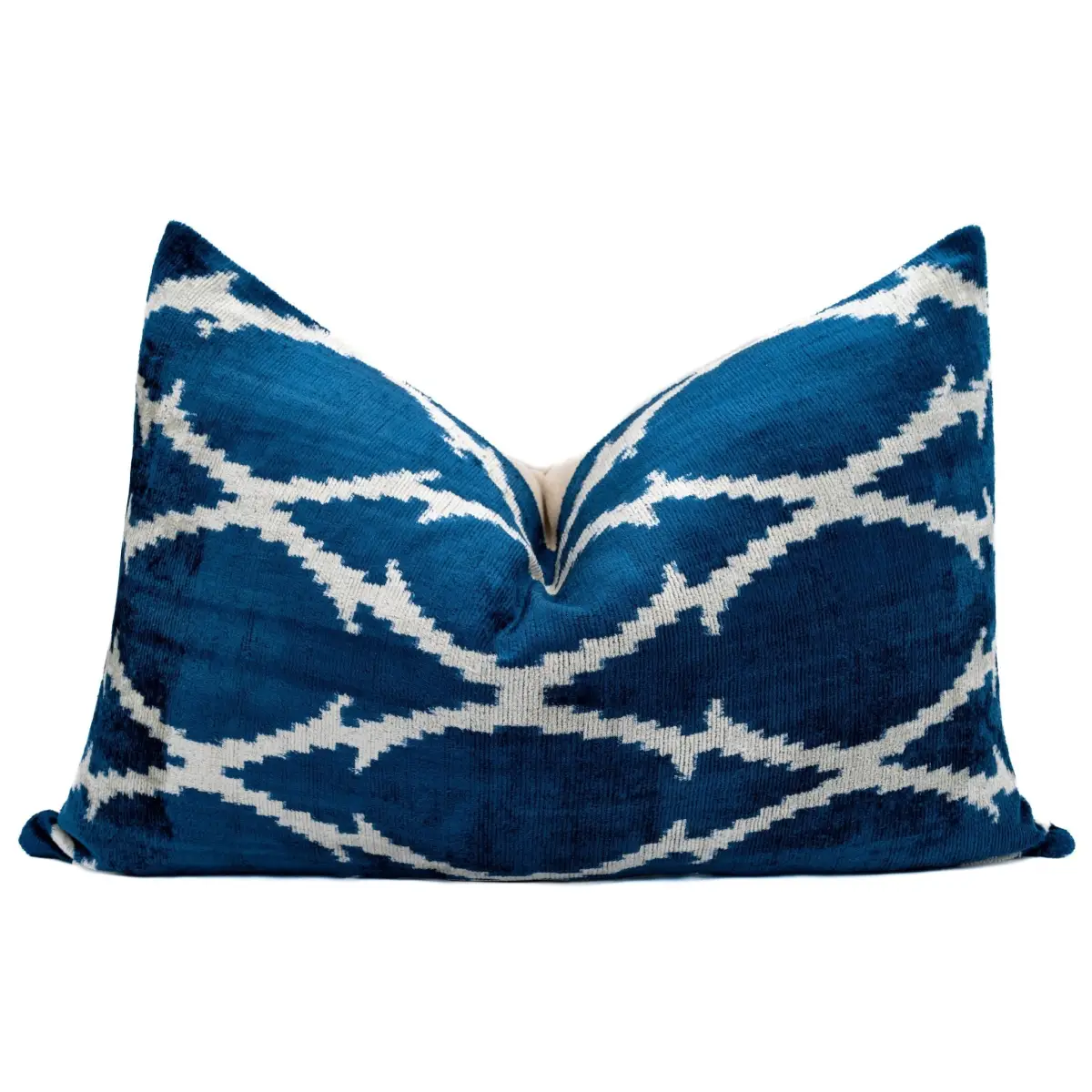 Canvello Unique THROW PILLOW + Down INSERT Couch Cushion Handmade Luxury Fabric Decorative Super Soft Silk Velvet Navy