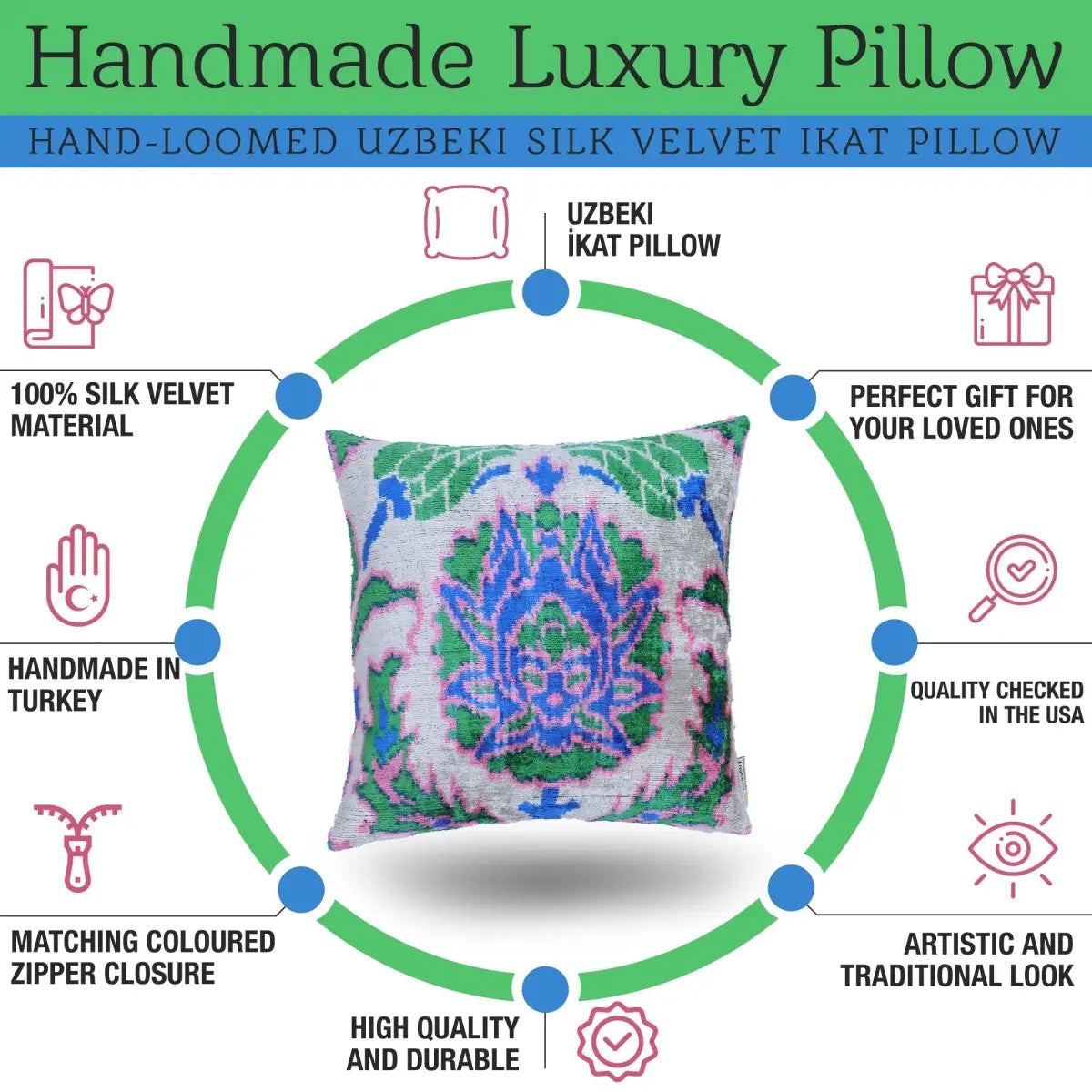 Canvello Velvet Floral Navy Pink Throw Pillow with Down Insert - 18x18 - Canvello