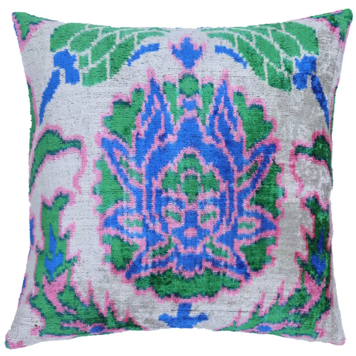 Canvello Velvet Floral Navy Pink Throw Pillow with Down Insert - 18x18 - Canvello