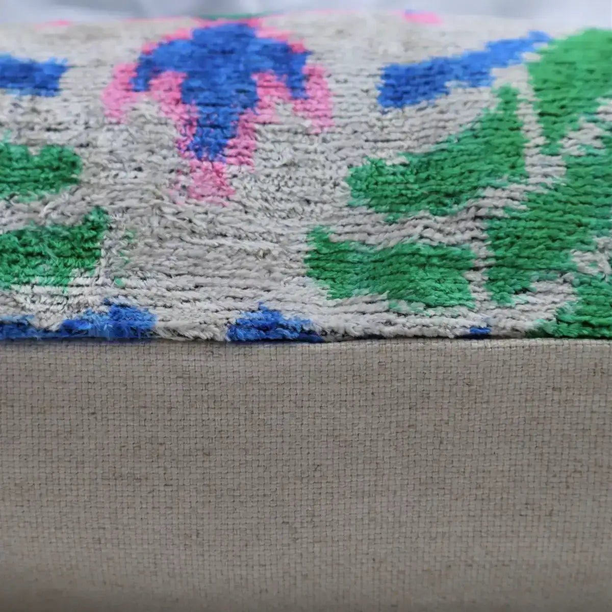 Canvello Velvet Floral Navy Pink Throw Pillow with Down Insert - 18x18 - Canvello
