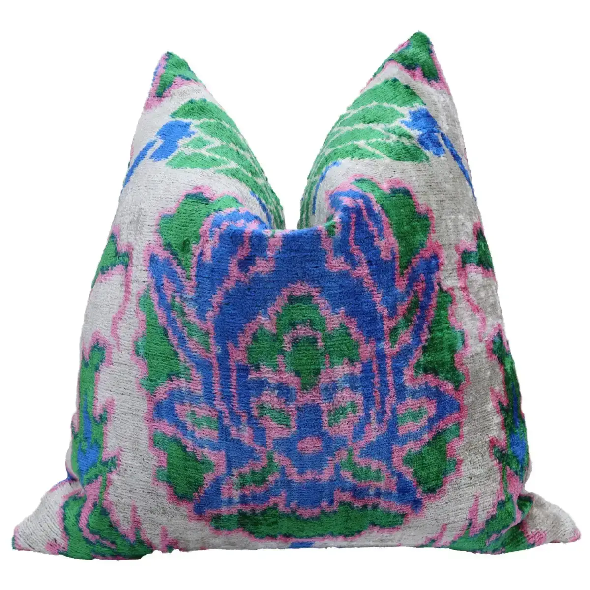 Canvello Velvet Floral Navy Pink Throw Pillow with Down Insert - 18x18 - Canvello